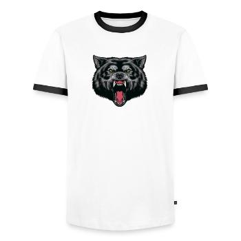 Wolf Embrace Wild Dog Full Moon Wolf Pack - Men's Ringer Shirt - white/black - Front - AI Model Female 172 light (172cm) & AI Model Male 178 dark (178cm)