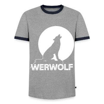 Werwolf Vollmond Wolf Wolfsrudel - Männer Kontrast-T-Shirt - Grau/Navy  - Vorne - AI Model Female 172 light (172cm) & AI Model Male 178 light (178cm)