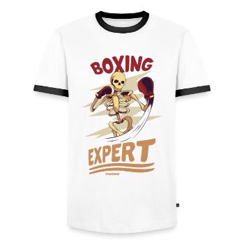 Boxing Expert - Men's Ringer Shirt - white/black - Front - AI Model Female 172 light (172cm) & AI Model Male 178 dark (178cm)