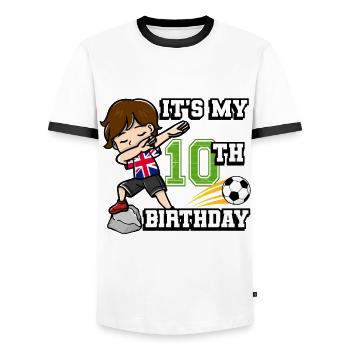 Soccer Boy C’est mon drapeau de 10e anniversaire - T-shirt contrasté Homme - blanc/noir - Devant - AI Model Female 172 light (172cm) & AI Model Male 178 dark (178cm)