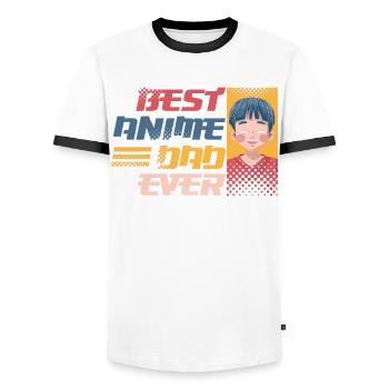 Meilleur anime papa de tous les | Anime Lover | | de chemise Otaku - T-shirt contrasté Homme - blanc/noir - Devant - AI Model Female 172 light (172cm) & AI Model Male 178 dark (178cm)