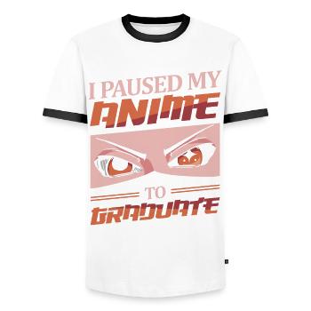 J’ai mis en pause mon anime pour obtenir mon diplôme | Anime Lover | - T-shirt contrasté Homme - blanc/noir - Devant - AI Model Female 172 light (172cm) & AI Model Male 178 dark (178cm)