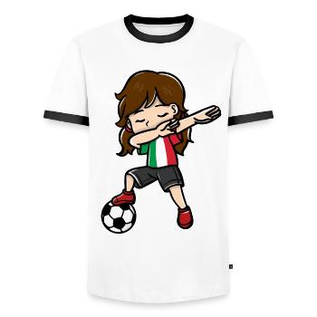 Dabbing Girl Football Player Italian Flag - Men's Ringer Shirt - white/black - Front - AI Model Female 172 light (172cm) & AI Model Male 178 dark (178cm)