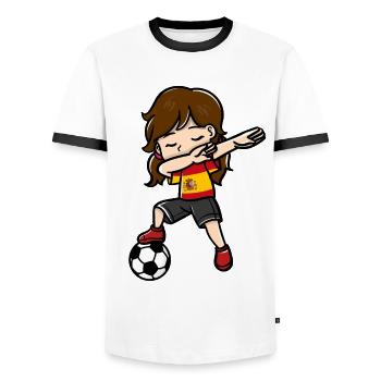 Dabbing Girls Football Player Drapeau espagnol - T-shirt contrasté Homme - blanc/noir - Devant - AI Model Female 172 light (172cm) & AI Model Male 178 dark (178cm)