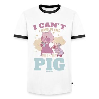 Cochon - T-shirt contrasté Homme - blanc/noir - Devant - AI Model Female 172 light (172cm) & AI Model Male 178 dark (178cm)