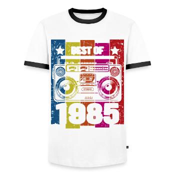Best Of 1985 Stereo Radio Kassettenspieler - Männer Kontrast-T-Shirt - Weiß/Schwarz - Vorne - AI Model Female 172 light (172cm) & AI Model Male 178 dark (178cm)