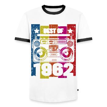 Best Of 1962 Stereo Radio Kassettenspieler - Männer Kontrast-T-Shirt - Weiß/Schwarz - Vorne - AI Model Female 172 light (172cm) & AI Model Male 178 dark (178cm)