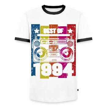 Meilleur de 1994 Stéréo Radio Cassette Player - T-shirt contrasté Homme - blanc/noir - Devant - AI Model Female 172 light (172cm) & AI Model Male 178 dark (178cm)