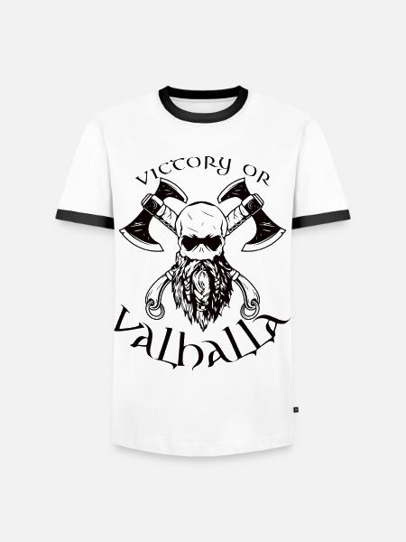 Victory or Valhalla - Männer Kontrast-T-Shirt - Weiß/Schwarz
