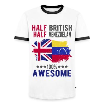 Half British Half Venezuelan - Men's Ringer Shirt - white/black - Front - AI Model Female 172 light (172cm) & AI Model Male 178 dark (178cm)