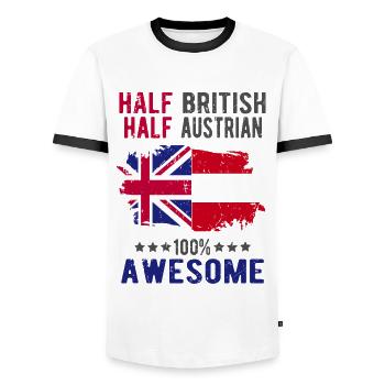 Half British Half Austrian - Men's Ringer Shirt - white/black - Front - AI Model Female 172 light (172cm) & AI Model Male 178 dark (178cm)