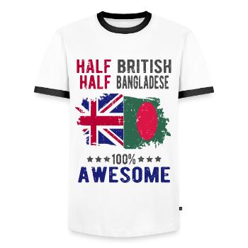 Half British Half Bangladeshi - Men's Ringer Shirt - white/black - Front - AI Model Female 172 light (172cm) & AI Model Male 178 dark (178cm)