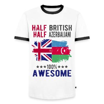 Half British Half Azerbaijanis - Men's Ringer Shirt - white/black - Front - AI Model Female 172 light (172cm) & AI Model Male 178 dark (178cm)