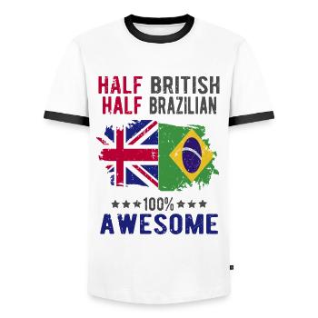 Halb Brite Halb Brasilianer - Männer Kontrast-T-Shirt - Weiß/Schwarz - Vorne - AI Model Female 172 light (172cm) & AI Model Male 178 dark (178cm)