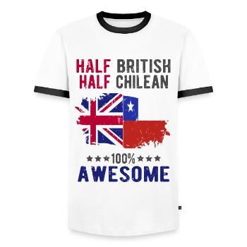 Half British Half Chilean - Men's Ringer Shirt - white/black - Front - AI Model Female 172 light (172cm) & AI Model Male 178 dark (178cm)