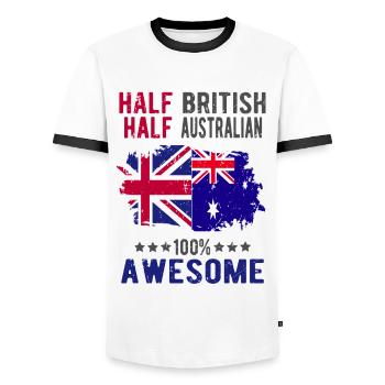 Halb Brite Halb Australier - Männer Kontrast-T-Shirt - Weiß/Schwarz - Vorne - AI Model Female 172 light (172cm) & AI Model Male 178 dark (178cm)