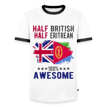 Moitié britannique moitié érythréen - T-shirt contrasté Homme - blanc/noir - Devant - AI Model Female 172 light (172cm) & AI Model Male 178 dark (178cm)