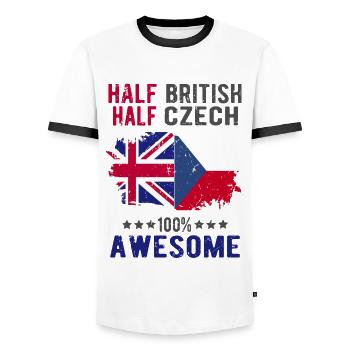Halb Brite Halb Tscheche - Männer Kontrast-T-Shirt - Weiß/Schwarz - Vorne - AI Model Female 172 light (172cm) & AI Model Male 178 dark (178cm)