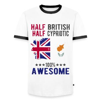 Halb Brite Halb Zyprer - Männer Kontrast-T-Shirt - Weiß/Schwarz - Vorne - AI Model Female 172 light (172cm) & AI Model Male 178 dark (178cm)