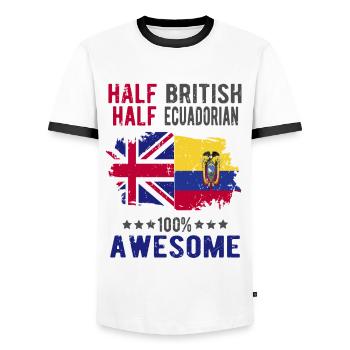Moitié Britannique moitié Équatoriens - T-shirt contrasté Homme - blanc/noir - Devant - AI Model Female 172 light (172cm) & AI Model Male 178 dark (178cm)