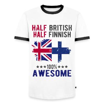 Halb Brite Halb Finne - Männer Kontrast-T-Shirt - Weiß/Schwarz - Vorne - AI Model Female 172 light (172cm) & AI Model Male 178 dark (178cm)