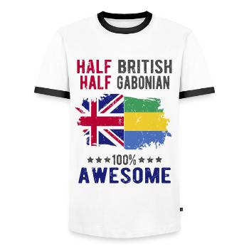 Moitié britannique moitié gabonais - T-shirt contrasté Homme - blanc/noir - Devant - AI Model Female 172 light (172cm) & AI Model Male 178 dark (178cm)