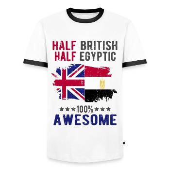 Half British Half Egyptian - Men's Ringer Shirt - white/black - Front - AI Model Female 172 light (172cm) & AI Model Male 178 dark (178cm)