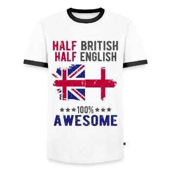 Moitié britannique moitié anglais - T-shirt contrasté Homme - blanc/noir - Devant - AI Model Female 172 light (172cm) & AI Model Male 178 dark (178cm)