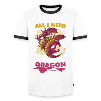All I Need Is My Dragon - Men's Ringer Shirt - white/black - Front - AI Model Female 172 light (172cm) & AI Model Male 178 dark (178cm)