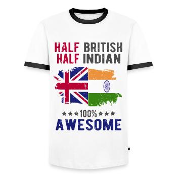 Half British Half Indian - Men's Ringer Shirt - white/black - Front - AI Model Female 172 light (172cm) & AI Model Male 178 dark (178cm)