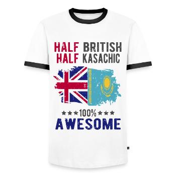 Moitié britannique moitié kazakh - T-shirt contrasté Homme - blanc/noir - Devant - AI Model Female 172 light (172cm) & AI Model Male 178 dark (178cm)