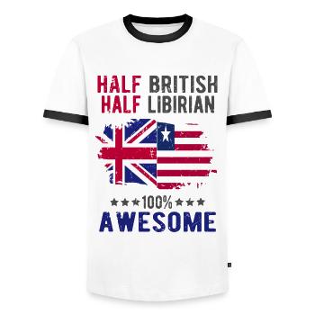 Half British Half Libyan - Men's Ringer Shirt - white/black - Front - AI Model Female 172 light (172cm) & AI Model Male 178 dark (178cm)