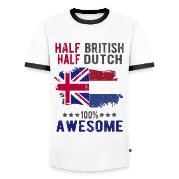 Half British Half Dutch - Men's Ringer Shirt - white/black - Front - AI Model Female 172 light (172cm) & AI Model Male 178 dark (178cm)