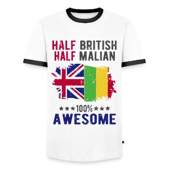 Half British Half Malians - Men's Ringer Shirt - white/black - Front - AI Model Female 172 light (172cm) & AI Model Male 178 dark (178cm)
