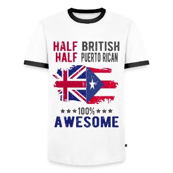 Moitié britannique moitié portoricain - T-shirt contrasté Homme - blanc/noir - Devant - AI Model Female 172 light (172cm) & AI Model Male 178 dark (178cm)