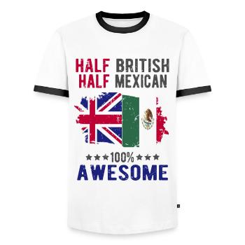 Half British Half Mexican - Men's Ringer Shirt - white/black - Front - AI Model Female 172 light (172cm) & AI Model Male 178 dark (178cm)