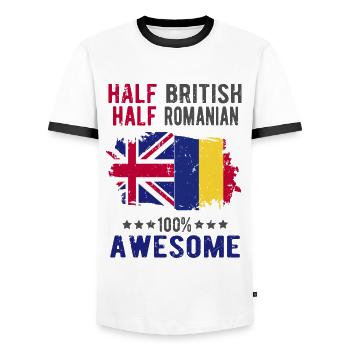 Halb Brite Halb Rumäne - Männer Kontrast-T-Shirt - Weiß/Schwarz - Vorne - AI Model Female 172 light (172cm) & AI Model Male 178 dark (178cm)