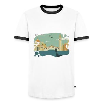 Italie Drapeau italien Italia Cadeau - T-shirt contrasté Homme - blanc/noir - Devant - AI Model Female 172 light (172cm) & AI Model Male 178 dark (178cm)
