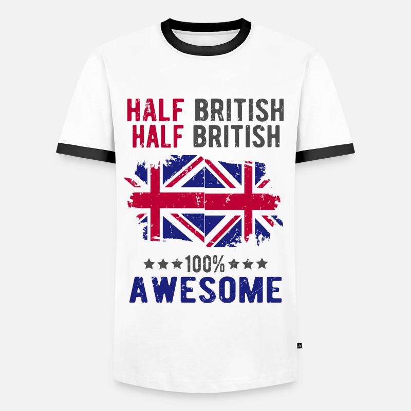 Halb Brite Halb Britisch - Männer Kontrast-T-Shirt - Weiß/Schwarz