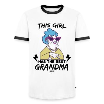 best grandma - Men's Ringer Shirt - white/black - Front - AI Model Female 172 light (172cm) & AI Model Male 178 dark (178cm)
