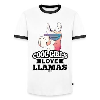 cooles Lama Baby Mädchen Kind - Männer Kontrast-T-Shirt - Weiß/Schwarz - Vorne - AI Model Female 172 light (172cm) & AI Model Male 178 dark (178cm)