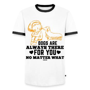 Dog Loyal Friend Pet - Men's Ringer Shirt - white/black - Front - AI Model Female 172 light (172cm) & AI Model Male 178 dark (178cm)