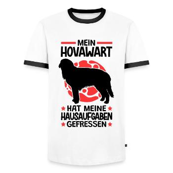 Hovawart hat meine Hausaufgaben gefressen - Männer Kontrast-T-Shirt - Weiß/Schwarz - Vorne - AI Model Female 172 light (172cm) & AI Model Male 178 dark (178cm)