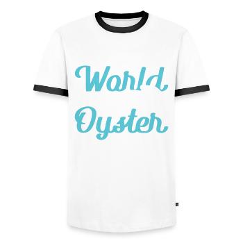 The World is My Oyster Oysters - Men's Ringer Shirt - white/black - Front - AI Model Female 172 light (172cm) & AI Model Male 178 dark (178cm)
