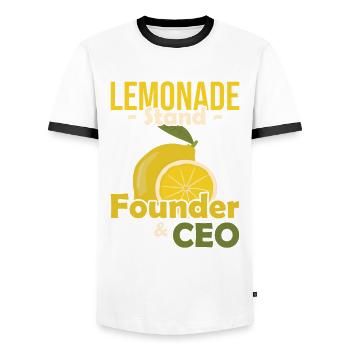 Lemonade Stand Founder and CEO Limonadenstand - Men's Ringer Shirt - white/black - Front - AI Model Female 172 light (172cm) & AI Model Male 178 dark (178cm)