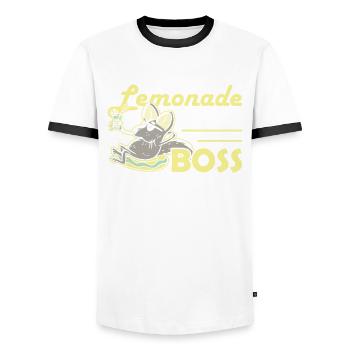 Lemonade Stand Boss Limonadenstand - Men's Ringer Shirt - white/black - Front - AI Model Female 172 light (172cm) & AI Model Male 178 dark (178cm)