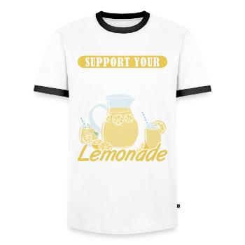 Support your Local Lemonade Stand Limonadenstand - Men's Ringer Shirt - white/black - Front - AI Model Female 172 light (172cm) & AI Model Male 178 dark (178cm)