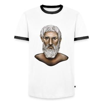 Epicure Philosophie grecque - T-shirt contrasté Homme - blanc/noir - Devant - AI Model Female 172 light (172cm) & AI Model Male 178 dark (178cm)