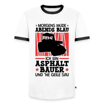 Ich bin Asphaltbauer Asphaltbau Straßenbauer - Männer Kontrast-T-Shirt - Weiß/Schwarz - Vorne - AI Model Female 172 light (172cm) & AI Model Male 178 dark (178cm)