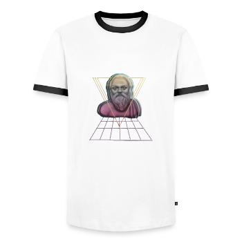 Socrate philosophe grec - T-shirt contrasté Homme - blanc/noir - Devant - AI Model Female 172 light (172cm) & AI Model Male 178 dark (178cm)